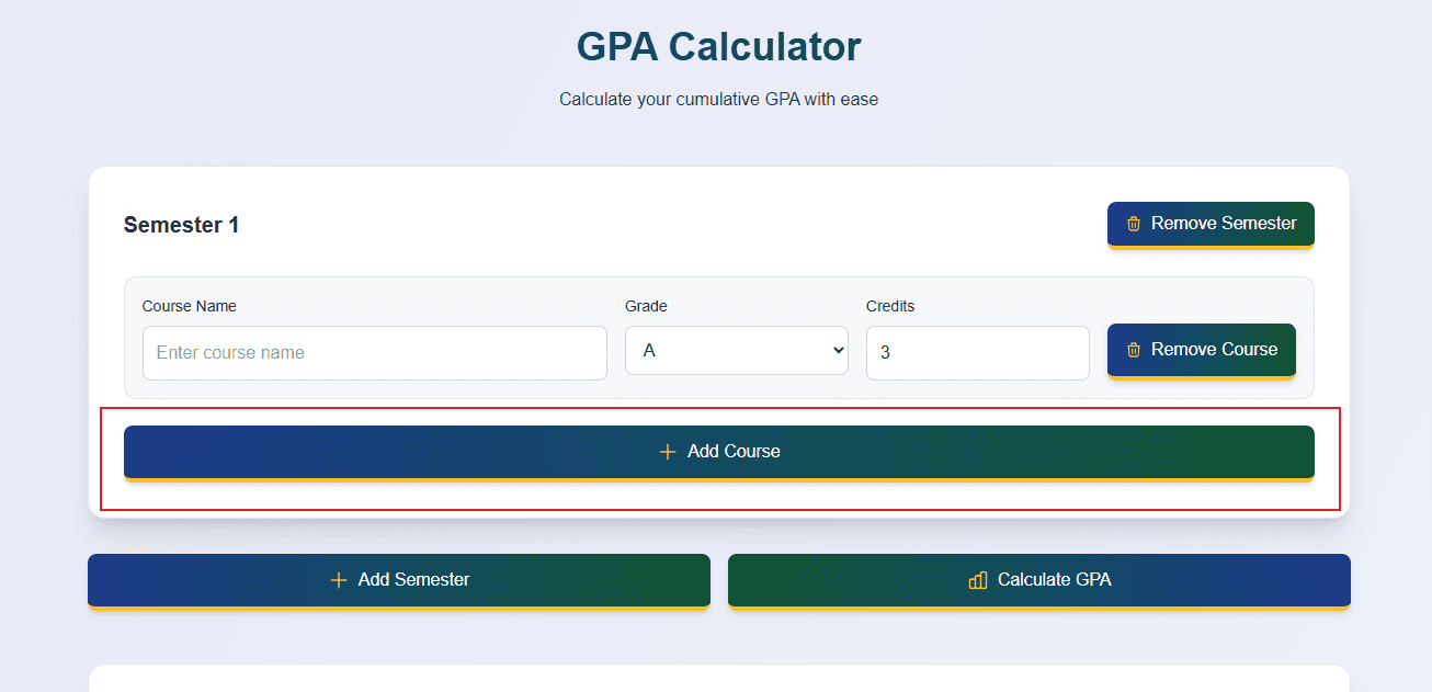 GPA calculator Example